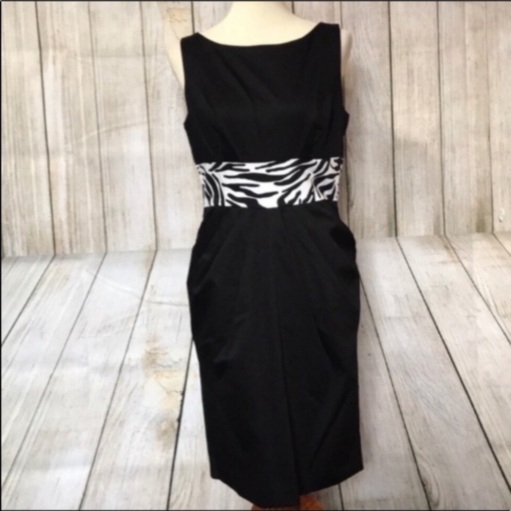 Zebra print accent black dress